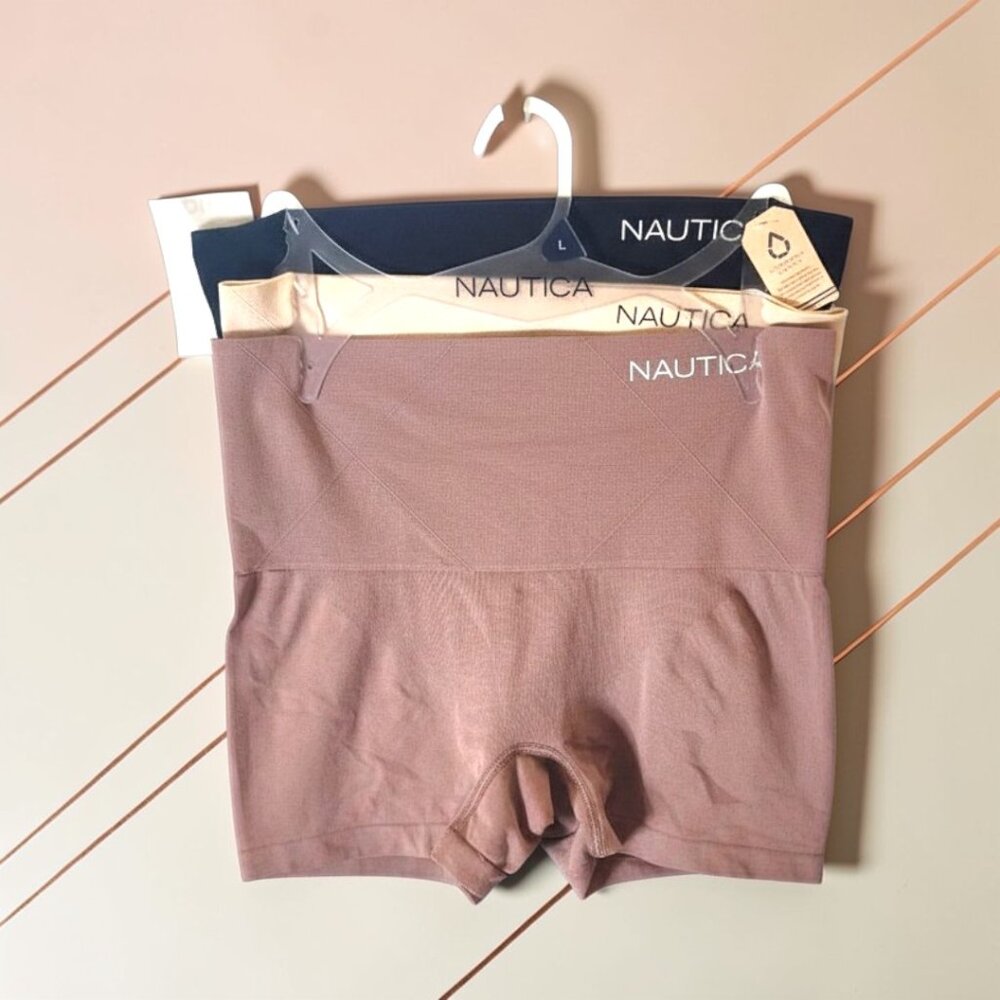 NWT Nautica Seamless High Waist Boxer Briefs 3 Pack L Tummy Control